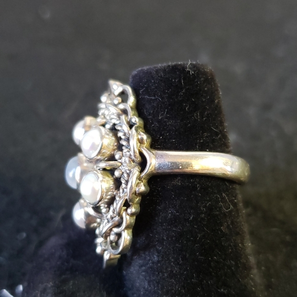 Sterling 925 silver setting with pearl & moonston - Picture 3 of 5